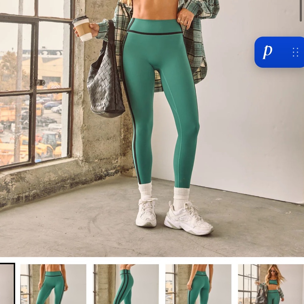 Vici Teal High-Waist Active Leggings with Side Stripe